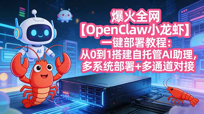 爆火全网【OpenClaw 小龙虾】一键部署教程：从0到1搭建自托管AI助理，多系统部署+多通道对接-川川创富网