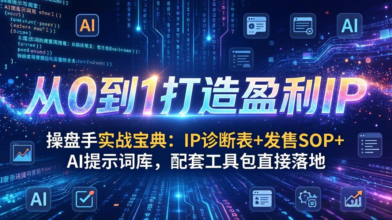 操盘手实战宝典：IP诊断表+发售SOP+AI提示词库，配套工具包直接落地，从0到1打造盈利IP-川川创富网