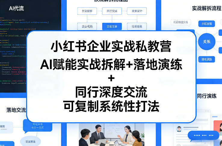 小红书企业实战私教营，AI赋能实战拆解+落地演练+同行深度交流，可复制系统性打法-川川创富网