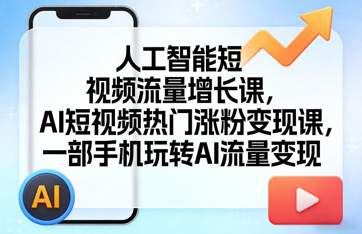 人工智能短视频流量增长课，AI短视频热门涨粉变现课，一部手机玩转AI流量变现-川川创富网