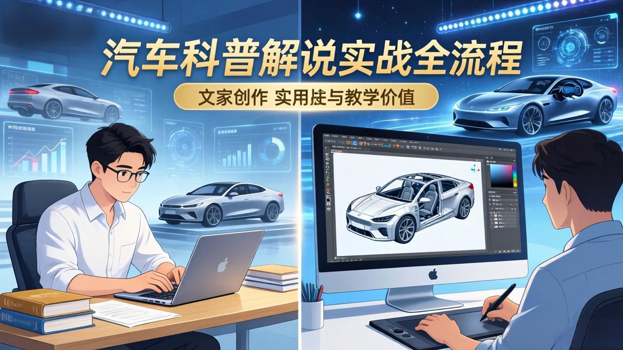 抖音汽车科普解说实战：文案+动画+画面处理+去水印全流程，打造专业汽车科普视频-川川创富网