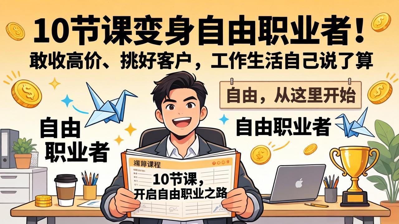 10 节课变身自由职业者！敢收高价、挑好客户，工作生活自己说了算-川川创富网