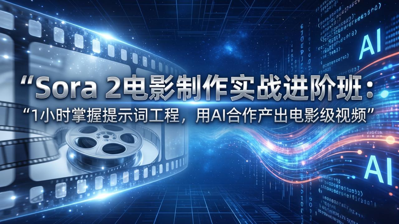 Sora 2电影制作实战进阶班：1小时掌握提示词工程，用AI合作产出电影级视频-川川创富网