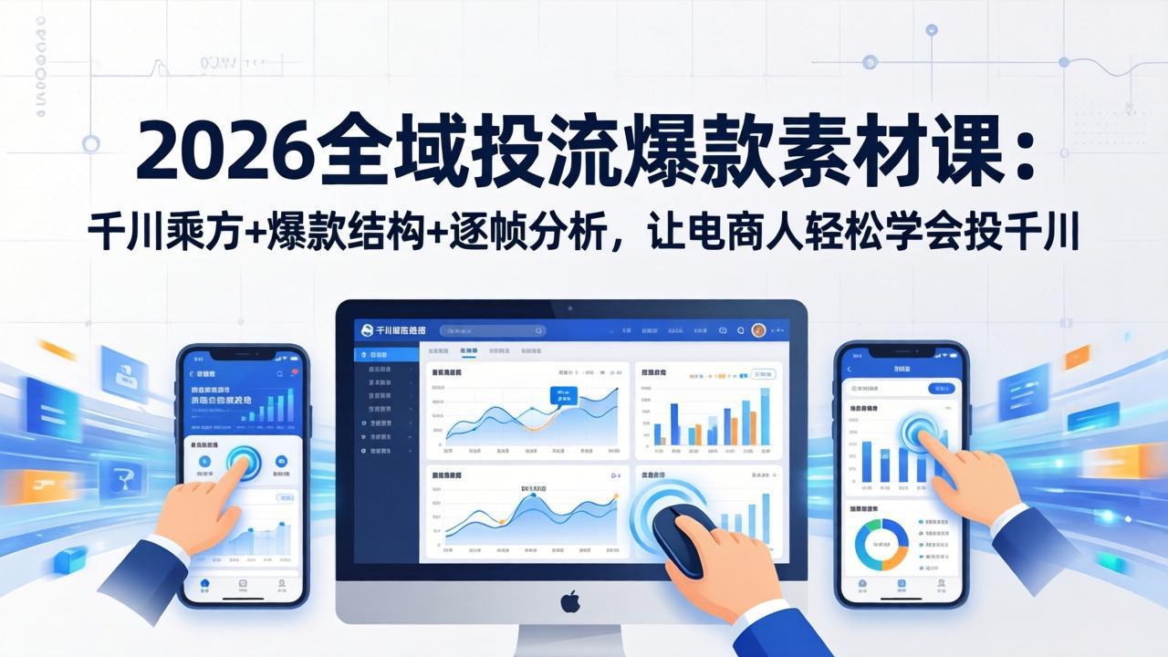 2026全域投流爆款素材课：千川乘方+爆款结构+逐帧分析，让电商人轻松学会投千川-川川创富网