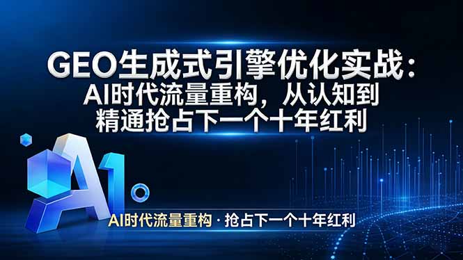GEO 生成式引擎优化实战：AI时代流量重构，从认知到精通抢占下一个十年红利-川川创富网