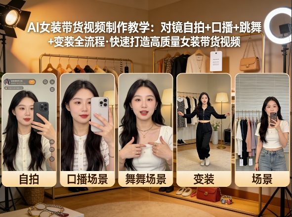 AI女装带货视频制作教学，对镜自拍、口播、跳舞、变装全流程，快速打造高质量女装带货视频-川川创富网