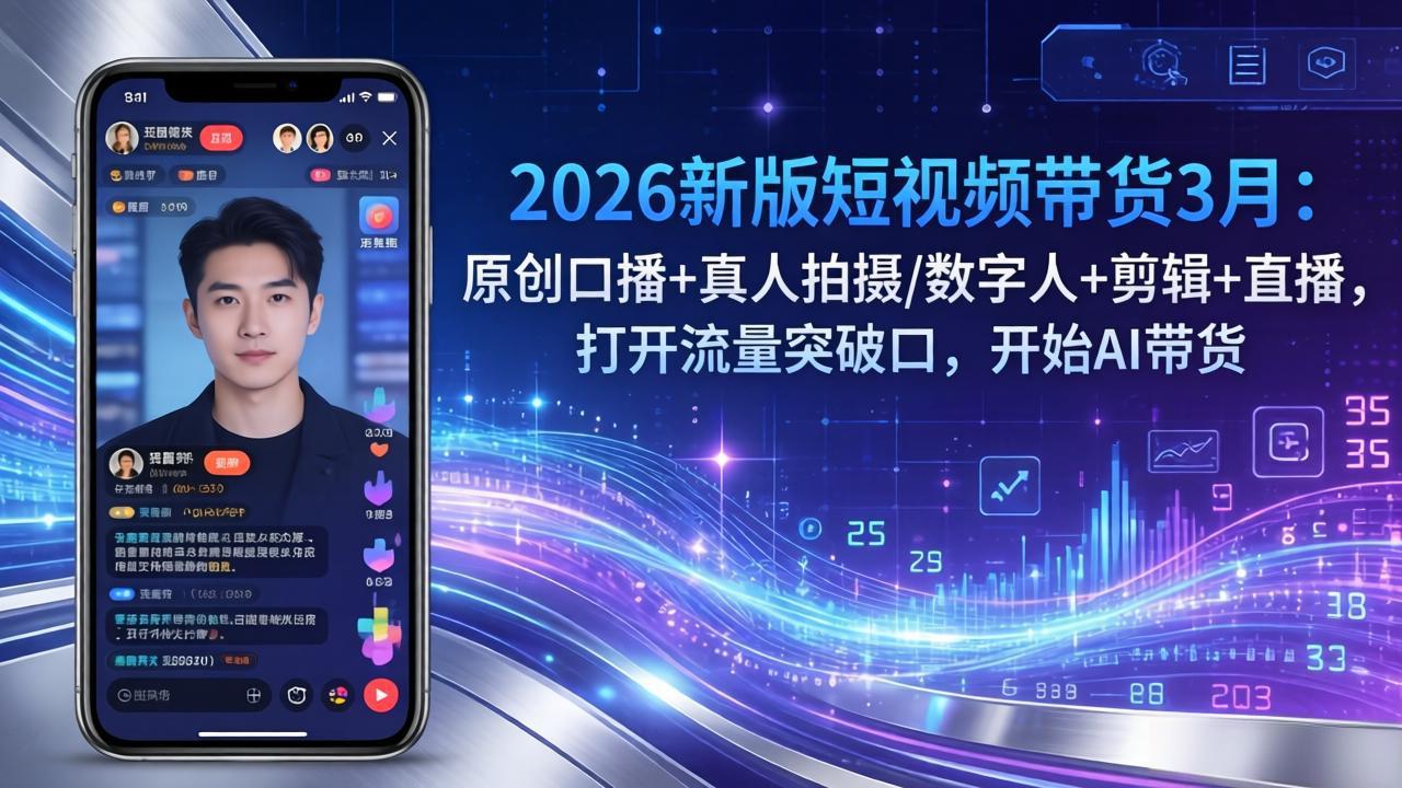 2026新版短视频带货3月：原创口播+真人拍摄/数字人+剪辑+直播，打开流量突破口，开始AI带货-川川创富网
