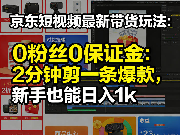 京东短视频最新带货玩法，0粉丝0保证金，2分钟剪一条爆款，新手也能日入1k+【揭秘】-川川创富网