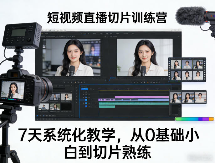 短视频直播切片训练营，7天系统化教学，从0基础小白到切片熟练-川川创富网