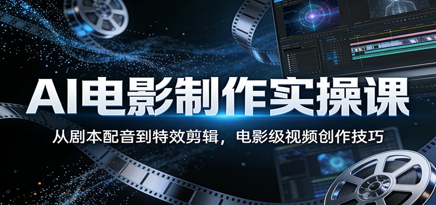 AI电影制作实操课：从剧本配音到特效剪辑，电影级视频创作技巧-川川创富网