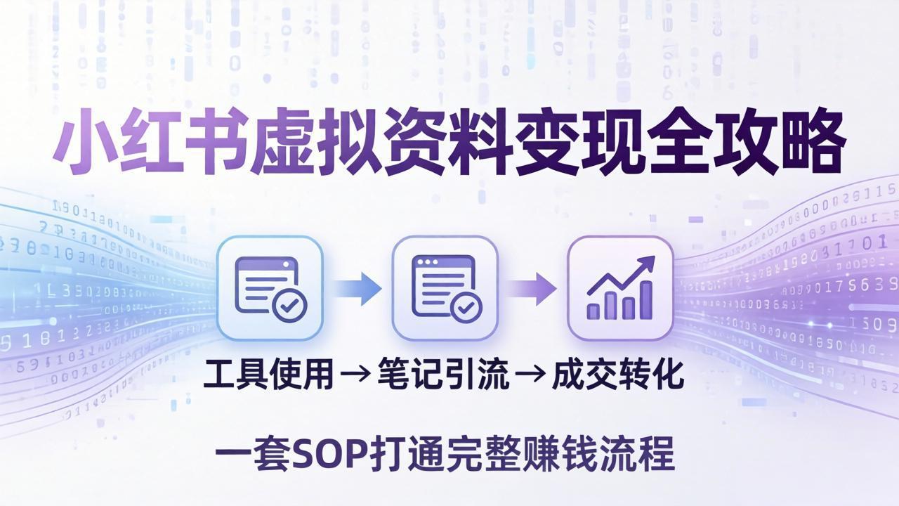 小红书虚拟资料变现全攻略：从工具使用到笔记引流成交，一套 SOP 打通完整赚钱流程-川川创富网