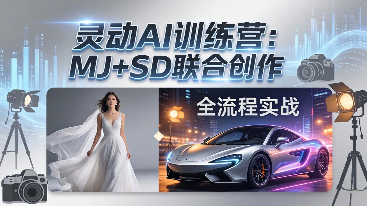 灵动AI训练营-3.0课程：MJ+SD联合创作，从婚纱大片到汽车广告，摄影后期全流程实战-川川创富网