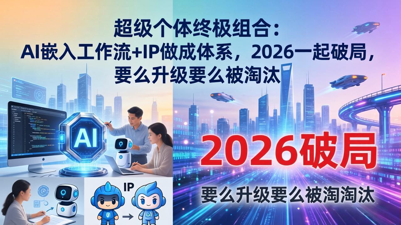 超级个体终极组合：AI嵌入工作流+IP做成体系，2026一起破局，要么升级要么被淘汰-川川创富网