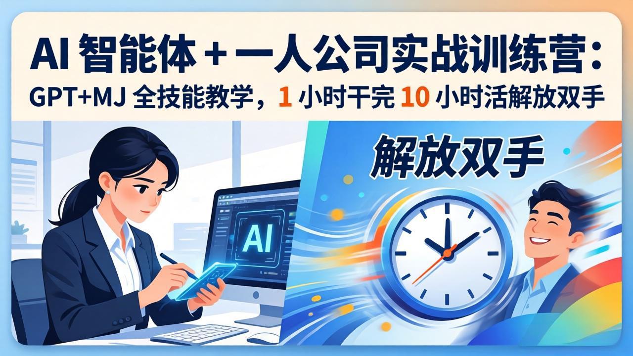 AI 智能体 + 一人公司实战训练营：GPT+MJ 全技能教学，1 小时干完 10 小时活解放双手-川川创富网