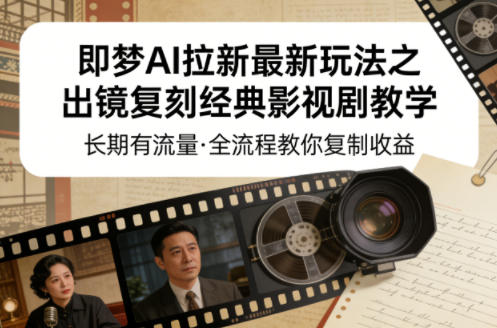 即梦AI拉新最新玩法之出镜复刻经典影视剧教学，长期有流量，全流程教你复制收益-川川创富网