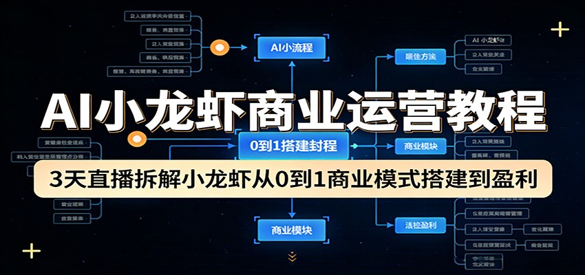 AI小龙虾商业运营教程：3天直播拆解小龙虾从0到1商业模式搭建到盈利-川川创富网