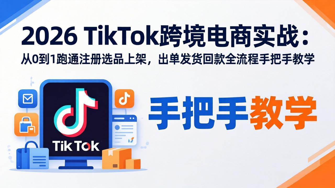 2026TikTok跨境电商实战：从0到1跑通注册选品上架，出单发货回款全流程手把手教学-川川创富网