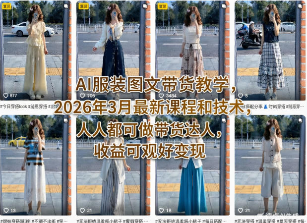 AI服装图文带货教学，2026年3月最新课程和技术，人人都可做带货达人，收益可观好变现-川川创富网
