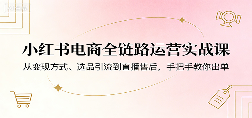 小红书电商全链路运营实战课：从变现方式、选品引流到直播售后，手把手教你出单-川川创富网