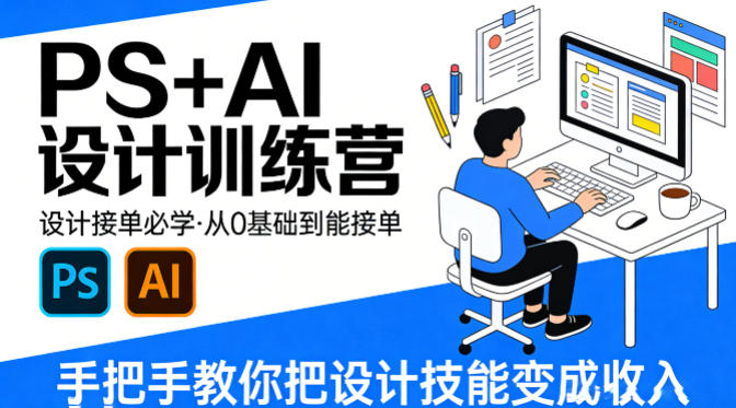 设计接单必学，PS+AI设计训练营，从0基础到能接单，手把手教你把设计技能变成收入-川川创富网