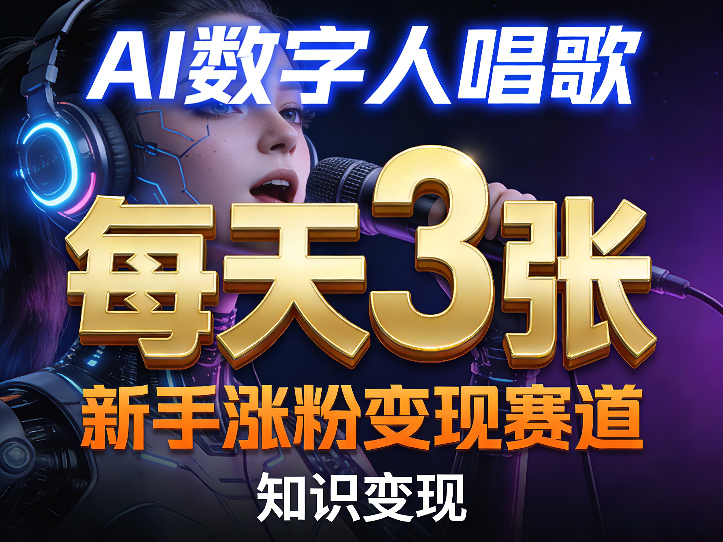 AI数字人唱歌，新手涨粉变现赛道，每天3张和知识付费，副业必备-川川创富网