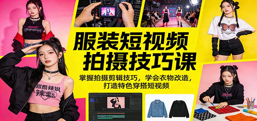服装短视频拍摄技巧课：掌握拍摄剪辑技巧，学会衣物改造，打造特色穿搭短视频-川川创富网