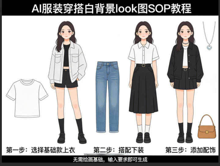 AI服装穿搭白背景look图SOP教程，不用会画画，提几句具体要求，AI就能还你一个奇迹-川川创富网