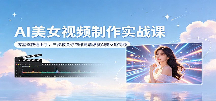 AI美女视频制作实战课：零基础快速上手，三步教会你制作高清爆款AI美女短视频-川川创富网