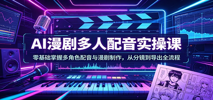 AI漫剧多人配音实操课：零基础掌握多角色配音与漫剧制作，从分镜到导出全流程-川川创富网