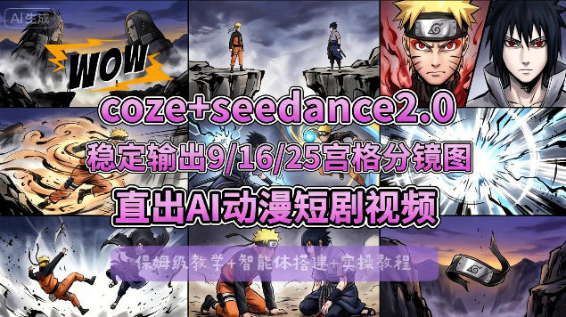 [COZE搭建教学]COZE+即梦Seedance 2.0稳定输出9-16-25宫格分镜图直出AI漫剧视频-川川创富网