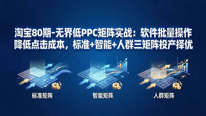 淘宝80期-无界低PPC矩阵实战：软件批量操作降低点击成本，标准+智能+人群三矩阵投产择优-川川创富网