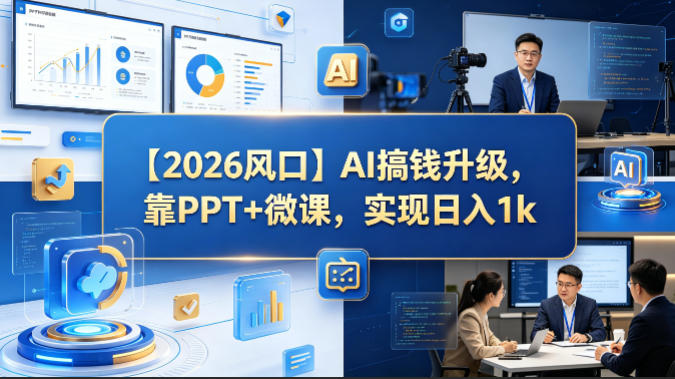 【2026风口】AI搞钱升级，靠PPT+微课，实现日入1k-川川创富网