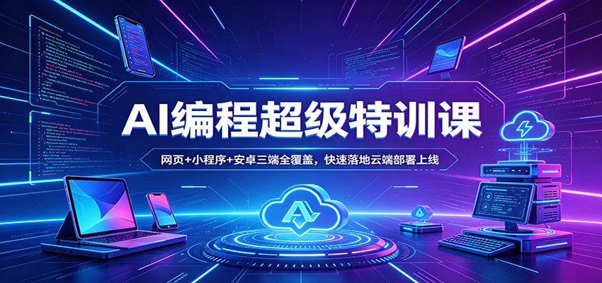 AI编程超级特训课：网页+小程序+安卓三端全覆盖，快速落地云端部署上线-川川创富网