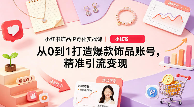 小红书饰品IP孵化实战课｜从0到1打造爆款饰品账号，精准引流变现-川川创富网