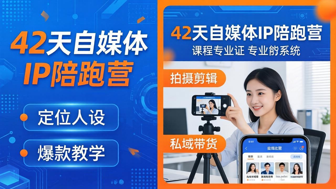 42天自媒体IP陪跑营-26年4月19更新：定位人设爆款全教学，拍摄剪辑私域带货一站式落地-川川创富网