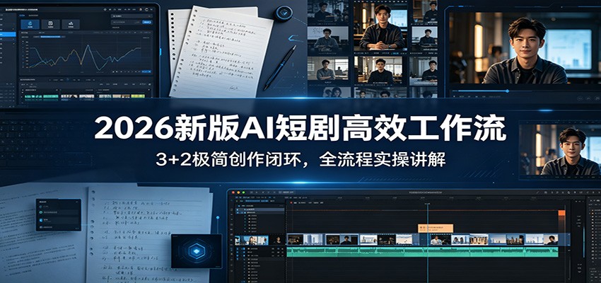 2026新版AI短剧高效工作流：3+2极简创作闭环，全流程实操讲解-川川创富网