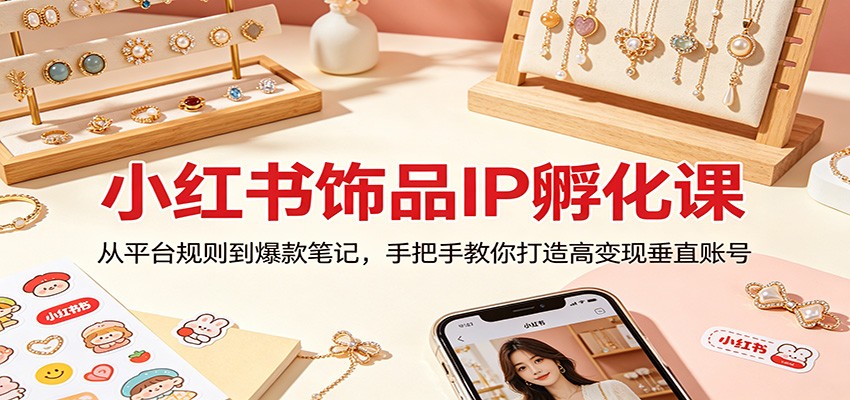 小红书饰品IP孵化课：从平台规则到爆款笔记，手把手教你打造高变现垂直账号-川川创富网