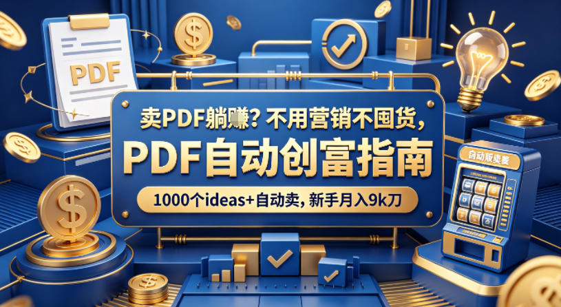 卖PDF躺賺？不用营销不囤货，PDF自动创富指南，1000个ideas+自动卖，新手月入9k刀【原创双语字幕】-川川创富网