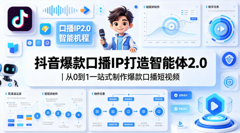 抖音爆款口播IP打造智能体2.0｜从0到1一站式制作爆款口播短视频-川川创富网