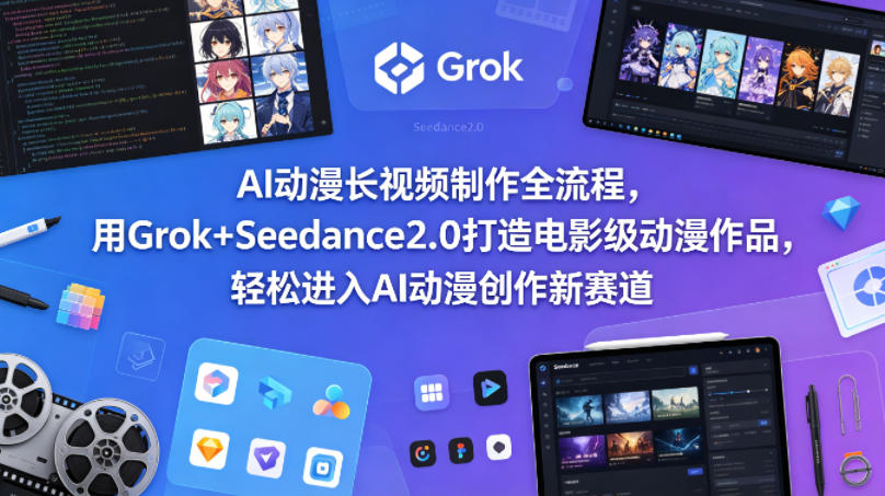 AI动漫长视频制作全流程，用Grok+Seedance2.0打造电影级动漫作品，轻松进入AI动漫创作新赛道-川川创富网