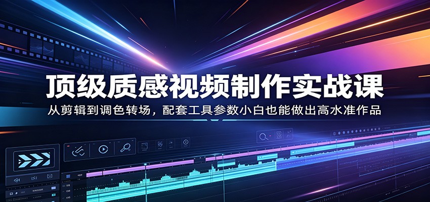 顶级质感视频制作实战课：从剪辑到调色转场，配套工具参数小白也能做出高水准作品-川川创富网
