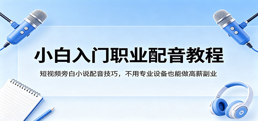 小白入门职业配音教程，短视频旁白小说配音技巧，不用专业设备也能做高薪副业-川川创富网