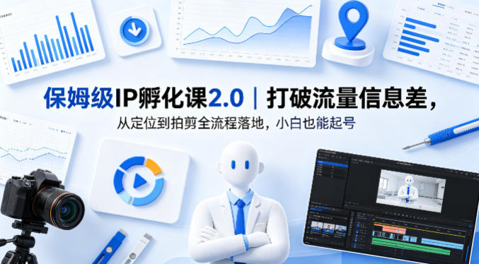 保姆级IP孵化课2.0｜打破流量信息差，从定位到拍剪全流程落地，小白也能起号-川川创富网
