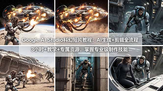 Google AI Studio科幻短片教程：AI生成+剪辑全流程，3小时+教学+专属资源，掌握专业级制作技能-川川创富网