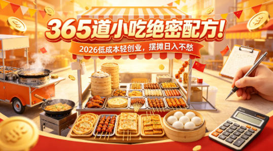 365道小吃绝密配方！2026低成本轻创业，摆摊日入不愁-川川创富网