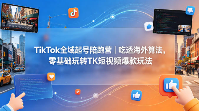 TikTok全域起号陪跑营｜吃透海外算法，零基础玩转TK短视频爆款玩法-川川创富网