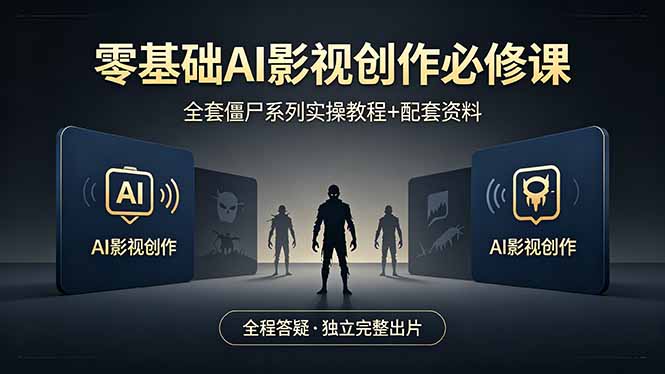 零基础AI影视创作必修课，全套僵尸系列实操教程加配套资料，全程答疑带你独立完整出片-川川创富网