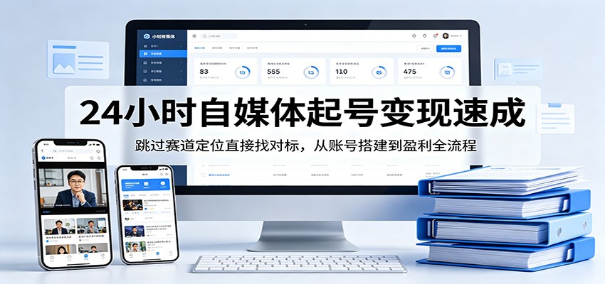 24小时自媒体起号变现速成，跳过赛道定位直接找对标，从账号搭建到盈利全流程-川川创富网