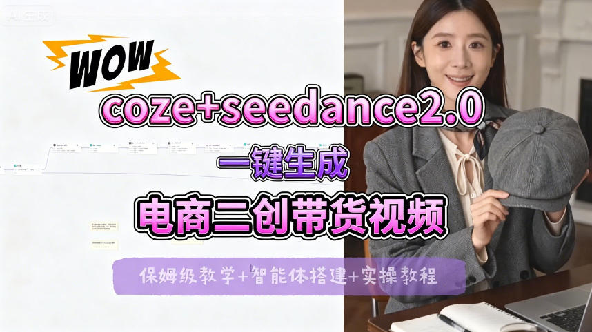 【Coze工作流搭建实操教程】seedance2.0+coze一键生成电商二创带货视频，全流程保姆级教学-川川创富网