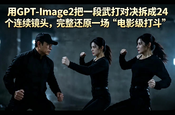 用GPT-Image2把一段武打对决拆成24个连续镜头，完整还原一场“电影级打斗”-川川创富网